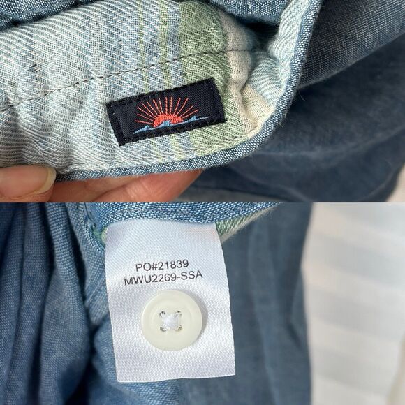 Faherty Reversible Shirt Short Sleeve 100% Cotton 2 shirts in One, Size L - Picture 10 of 11